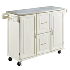 Wood Kitchen Cart with Stainless Steel Top