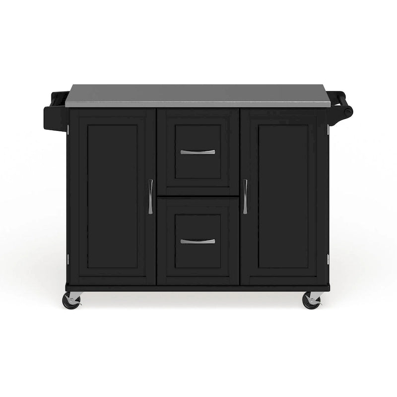 Wood Kitchen Cart with Stainless Steel Top