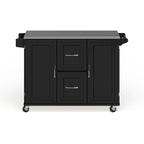 Wood Kitchen Cart with Stainless Steel Top