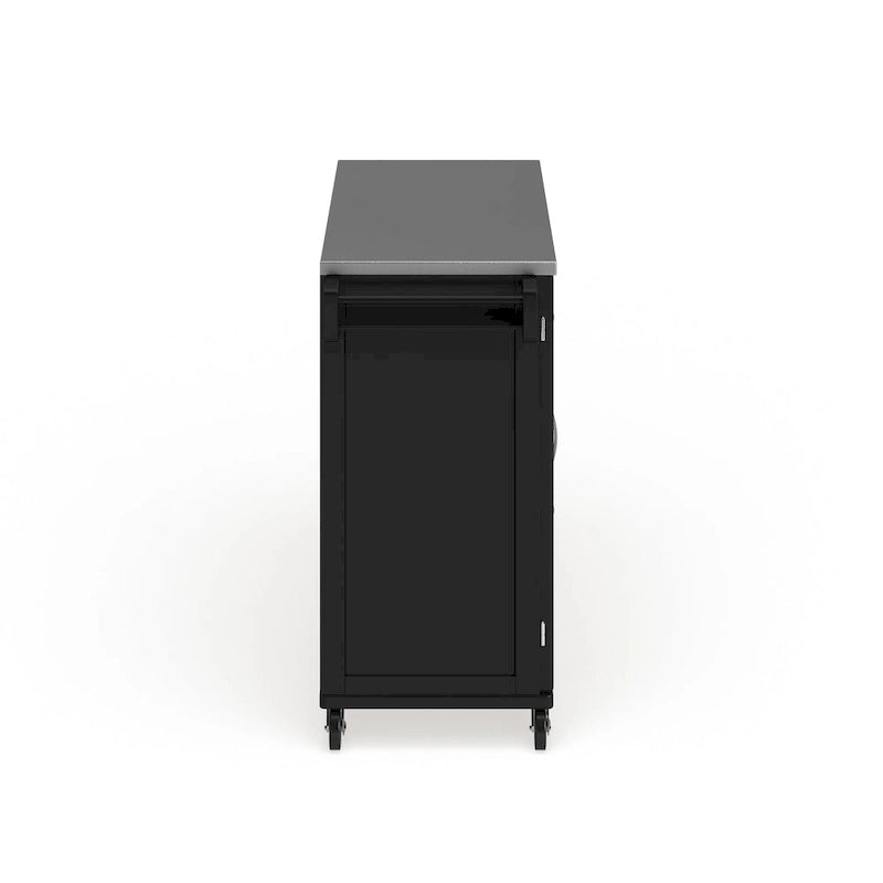 Wood Kitchen Cart with Stainless Steel Top