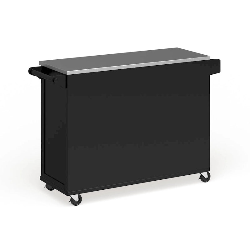 Wood Kitchen Cart with Stainless Steel Top