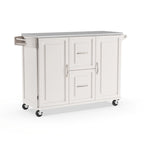 Wood Kitchen Cart with Stainless Steel Top