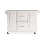 Wood Kitchen Cart with Stainless Steel Top