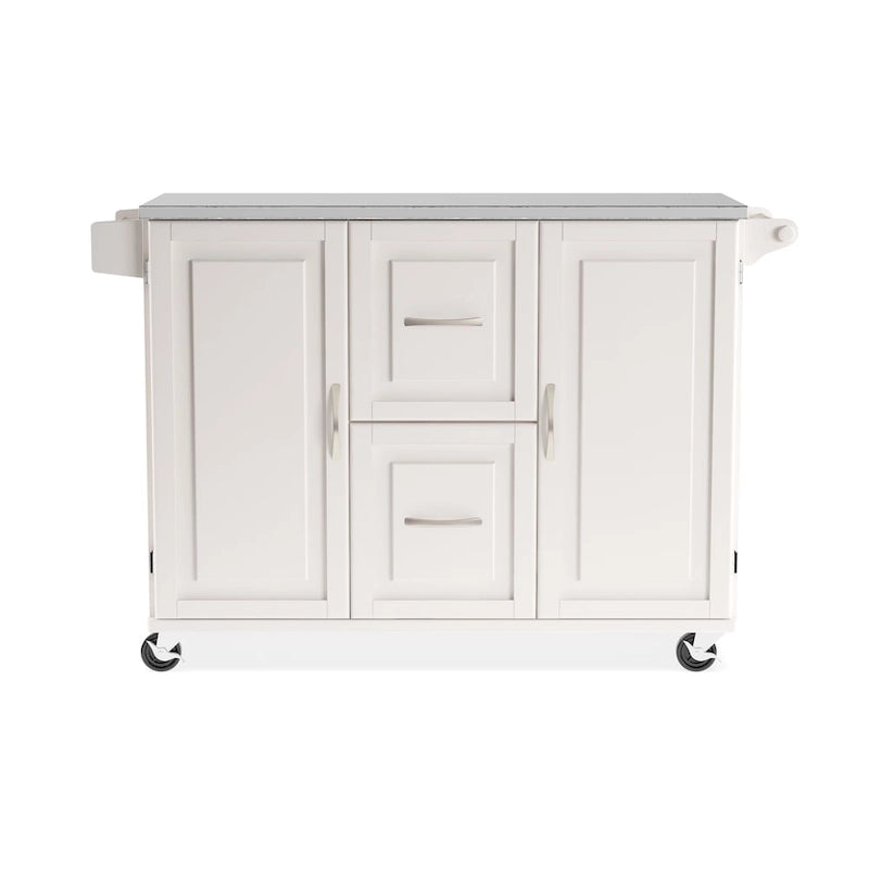 Wood Kitchen Cart with Stainless Steel Top