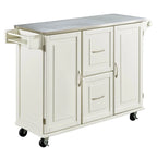 Wood Kitchen Cart with Stainless Steel Top