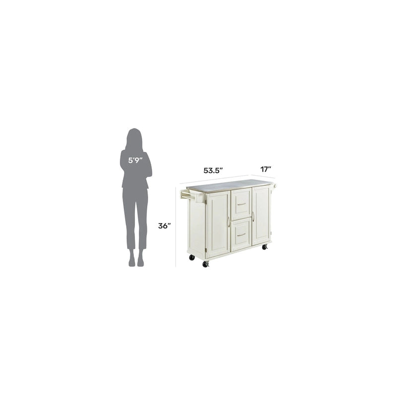 Wood Kitchen Cart with Stainless Steel Top