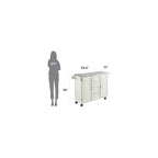 Wood Kitchen Cart with Stainless Steel Top