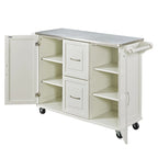 Wood Kitchen Cart with Stainless Steel Top