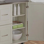 Wood Kitchen Cart with Stainless Steel Top