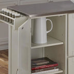 Wood Kitchen Cart with Stainless Steel Top