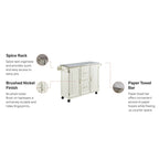 Wood Kitchen Cart with Stainless Steel Top