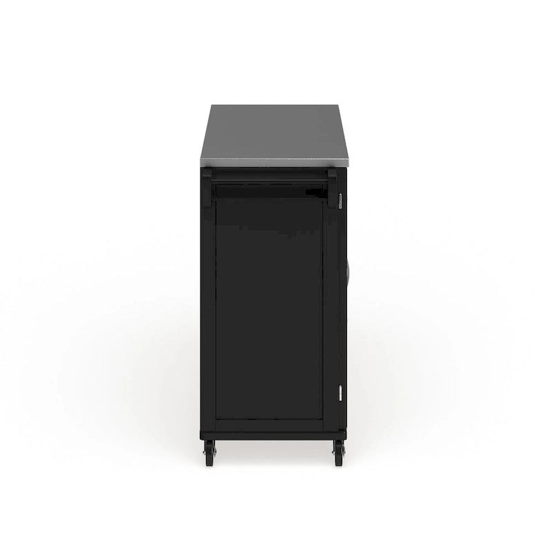 Wood Kitchen Cart with Stainless Steel Top