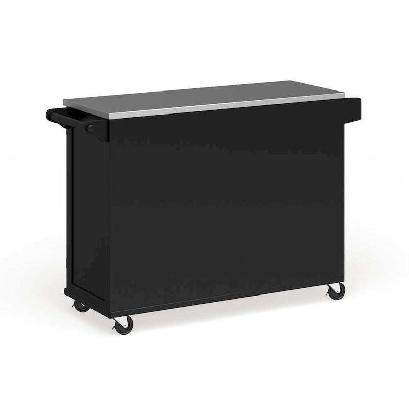 Wood Kitchen Cart with Stainless Steel Top