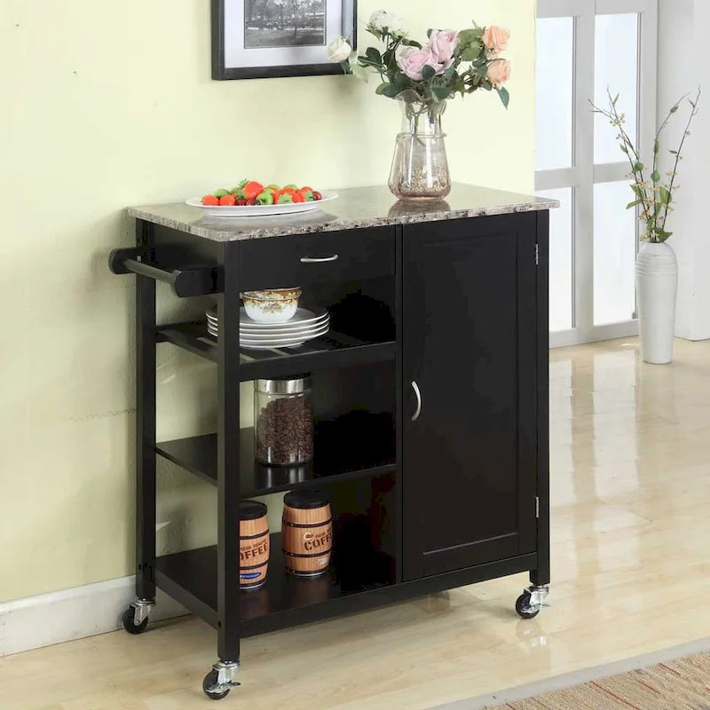 Wooden 3-Shelf Kitchen Cart