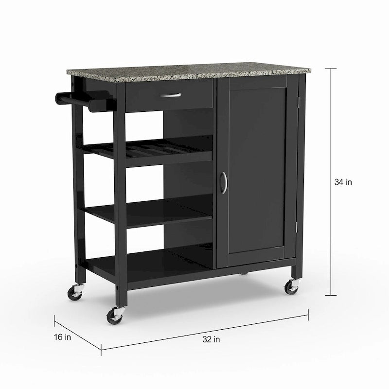 Wooden 3-Shelf Kitchen Cart