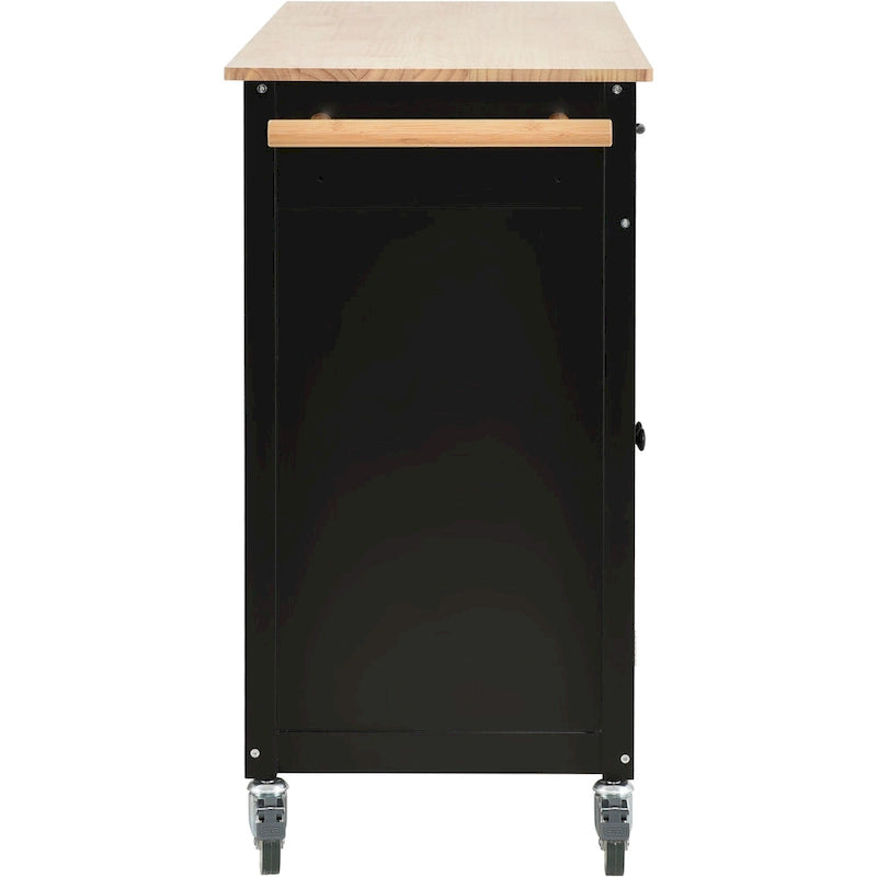 Kitchen Island Cart with Solid Wood Top