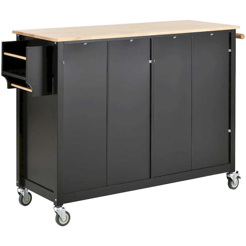 Kitchen Island Cart with Solid Wood Top