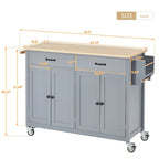 Keukeneilandtrolley met blad van massief hout