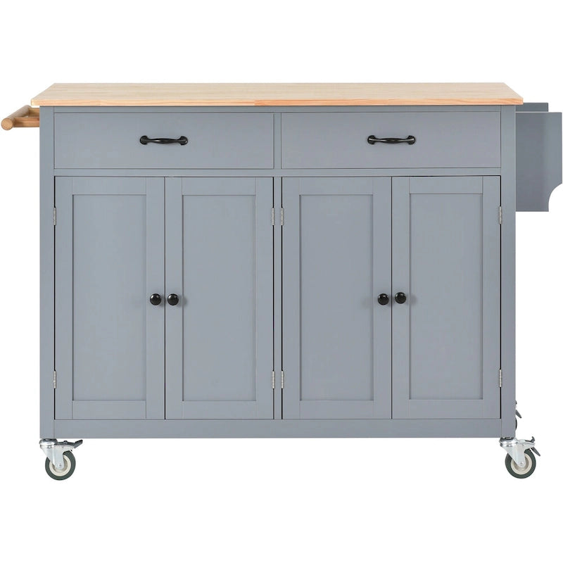 Kitchen Island Cart with Solid Wood Top