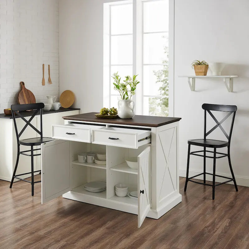 Kitchen Island with Counter Stools - 50D x 47.75W x 36.25H