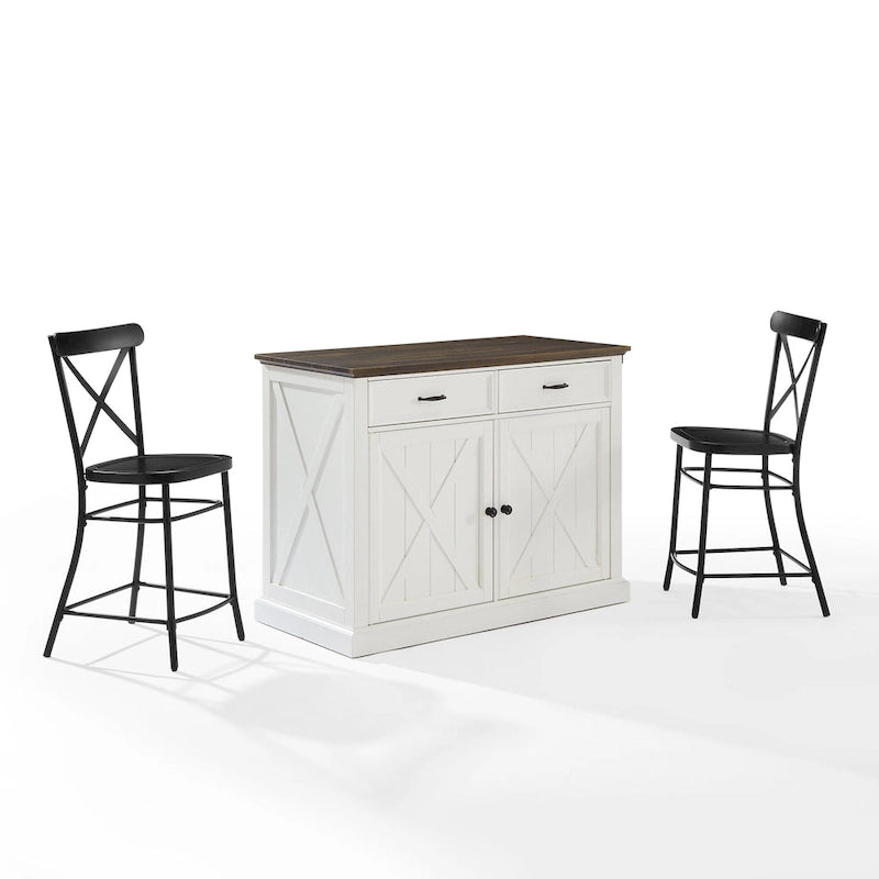 Kitchen Island with Counter Stools - 50D x 47.75W x 36.25H