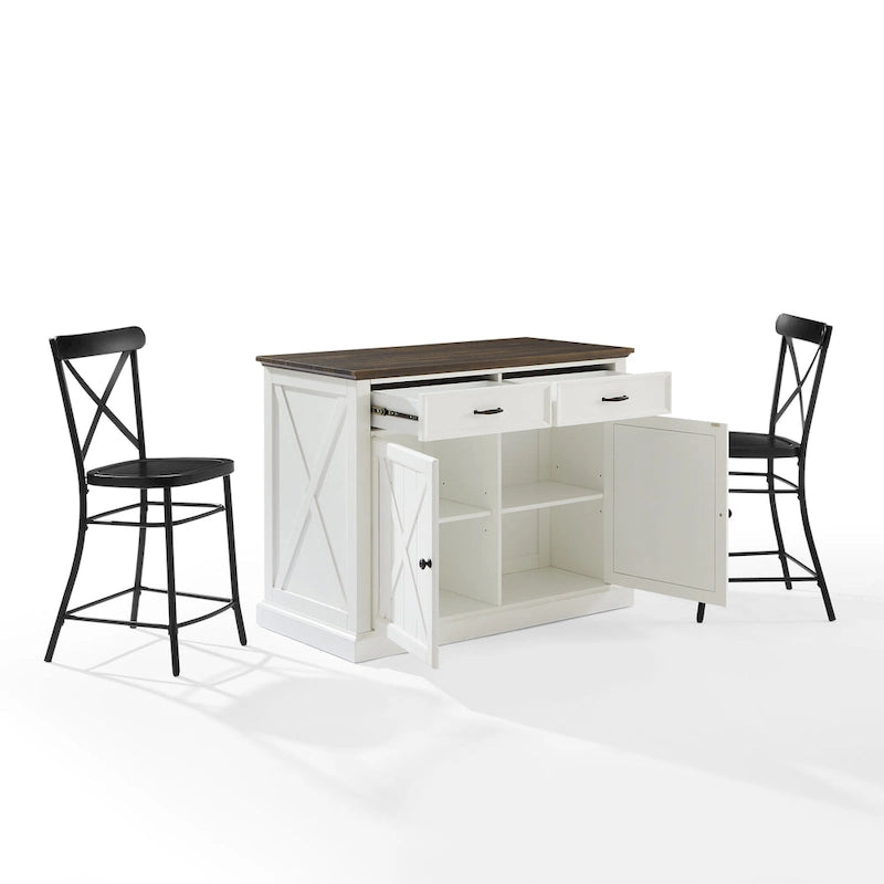 Kitchen Island with Counter Stools - 50D x 47.75W x 36.25H