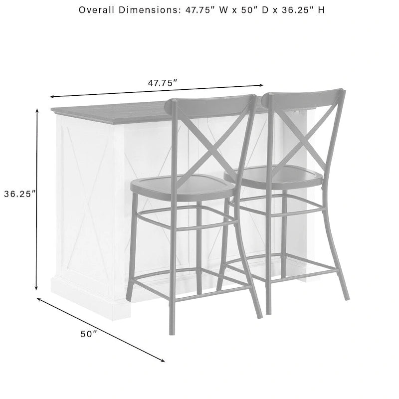 Kitchen Island with Counter Stools - 50D x 47.75W x 36.25H