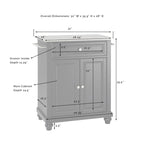 Mobiler Küchenblock mit Edelstahlplatte, weißes Finish - 18D x 28W x 35H