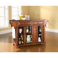 Crosley Alexandria Solid Black Granite Top Kitchen Island in Classic Cherry Finish - 18d x 51.5w x 34h