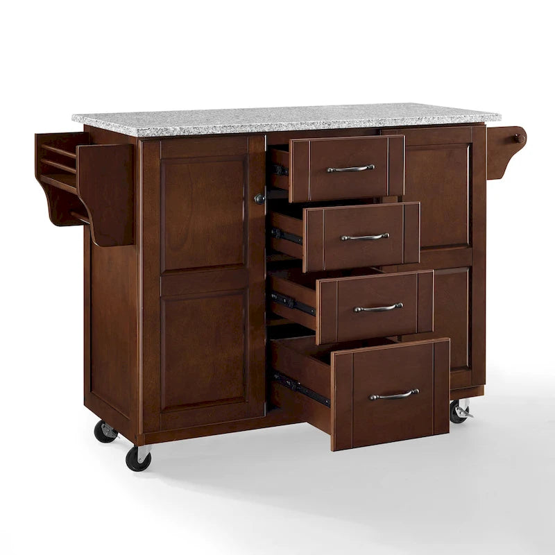 Solid Granite Top Kitchen Cart - 18d x 51.5w x 36.25h