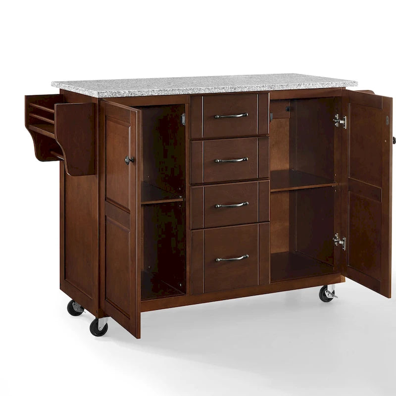 Solid Granite Top Kitchen Cart - 18d x 51.5w x 36.25h