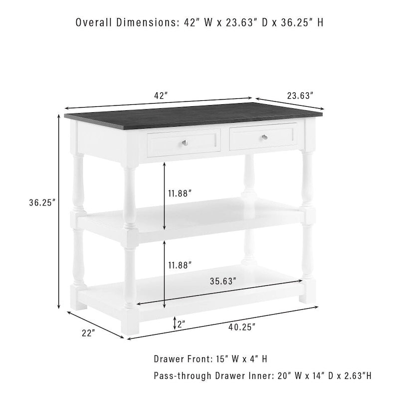 Wood Top Kitchen Island - 23.63d x 42w x 36.25h