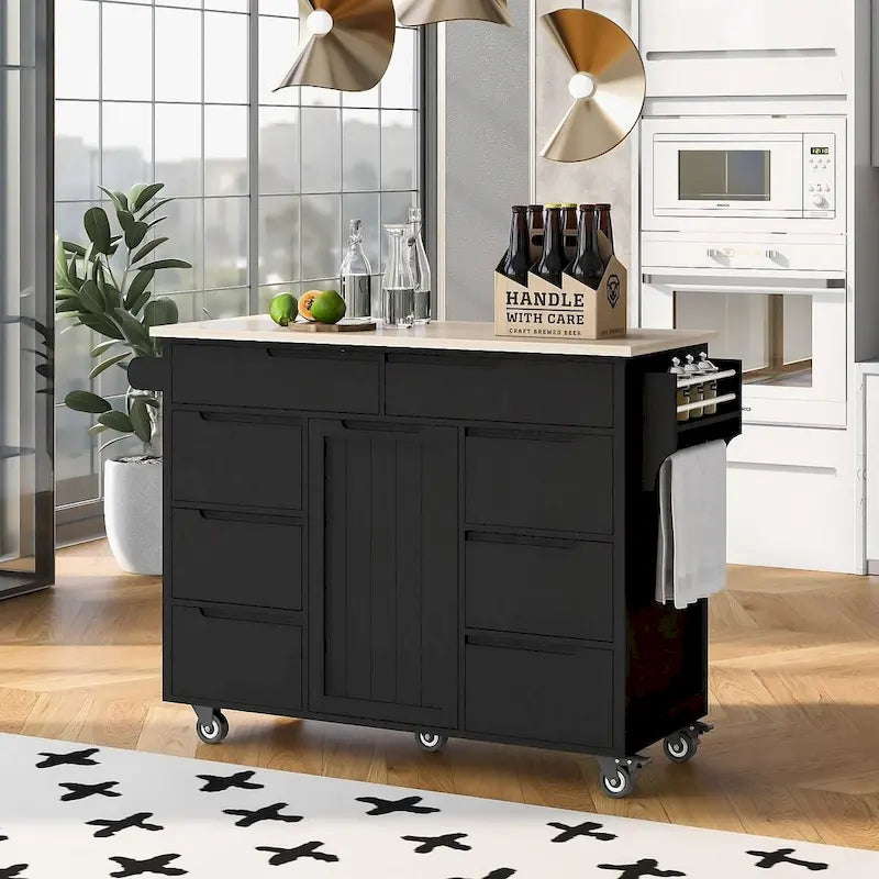 Kitchen Cart with Wheels and 8 Drawers