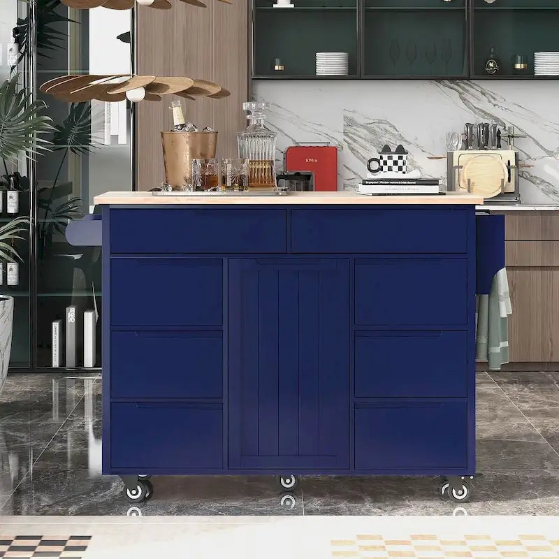 Kitchen Cart with Wheels and 8 Drawers