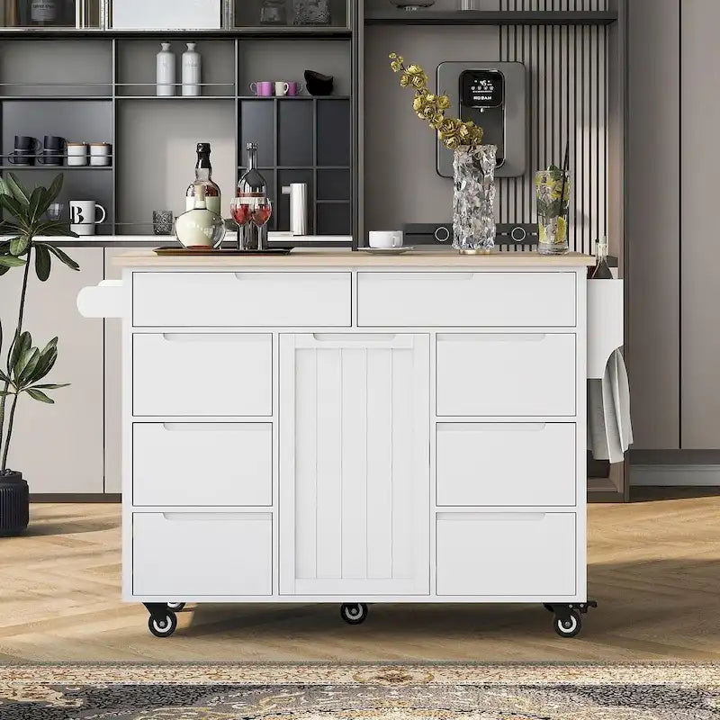Kitchen Cart with Wheels and 8 Drawers