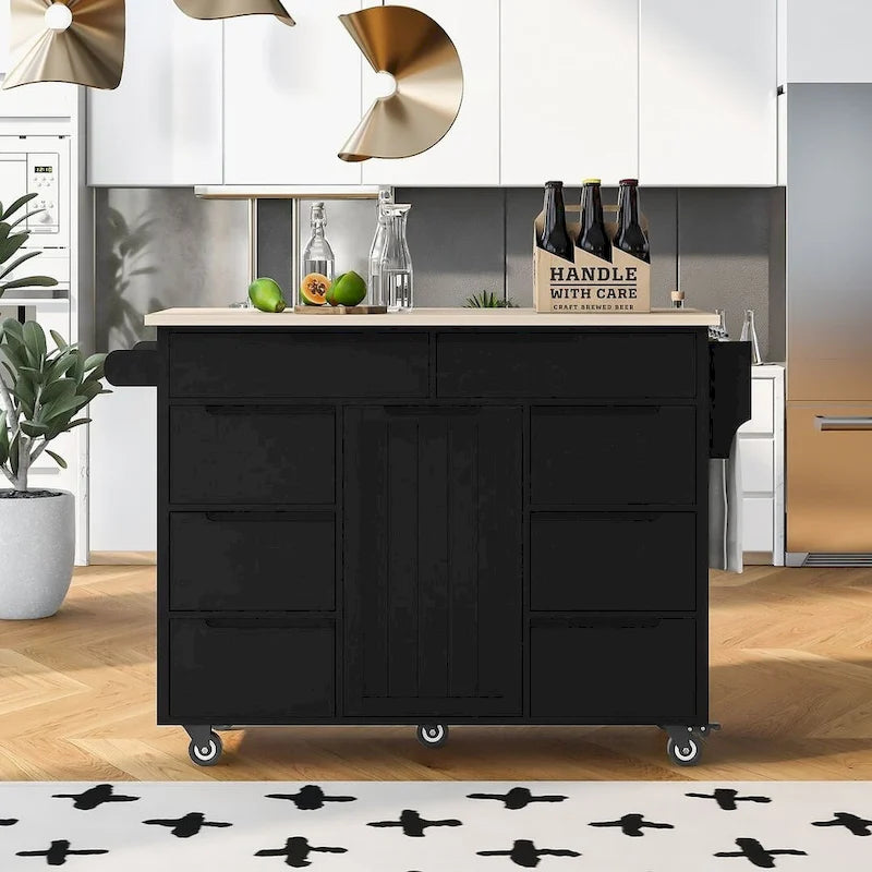 Kitchen Cart with Wheels and 8 Drawers