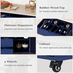 Kitchen Cart with Wheels and 8 Drawers