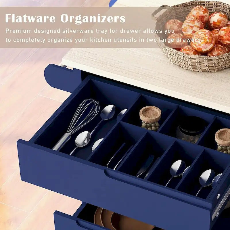 Kitchen Cart with Wheels and 8 Drawers