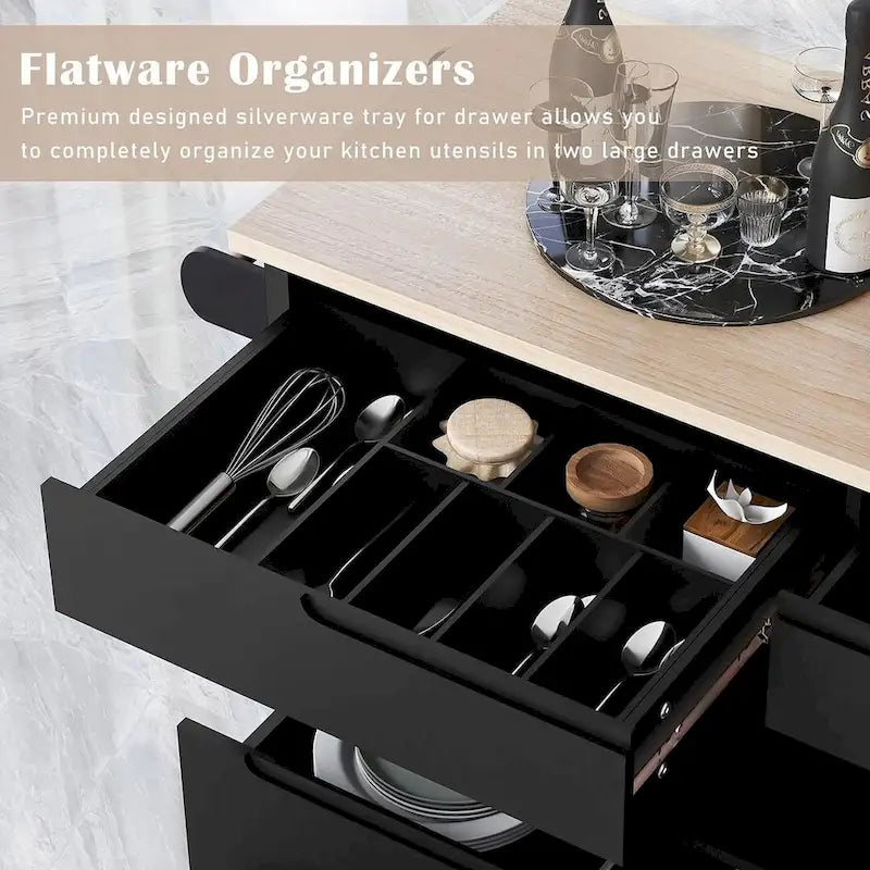 Kitchen Cart with Wheels and 8 Drawers
