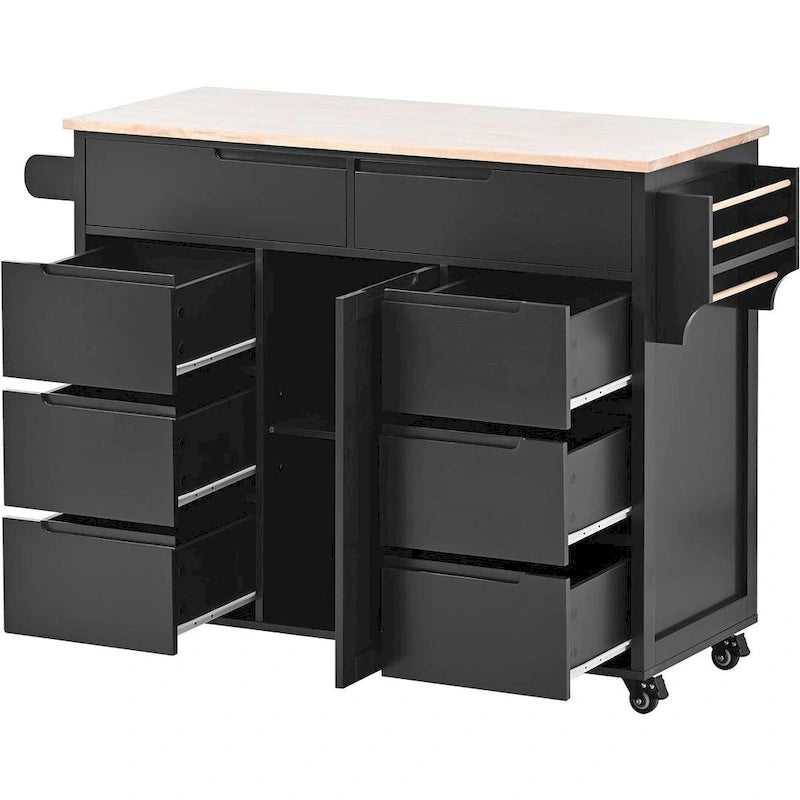 Kitchen Cart with Wheels and 8 Drawers