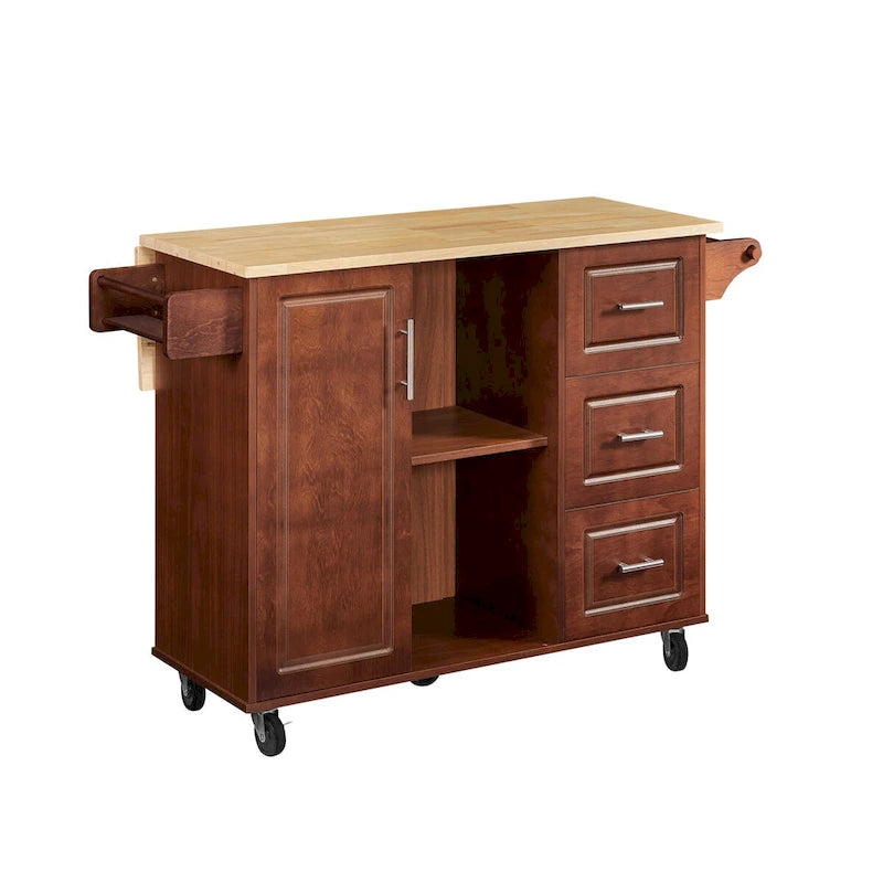 Mobile Kitchen Island Cart With 2 Drawers