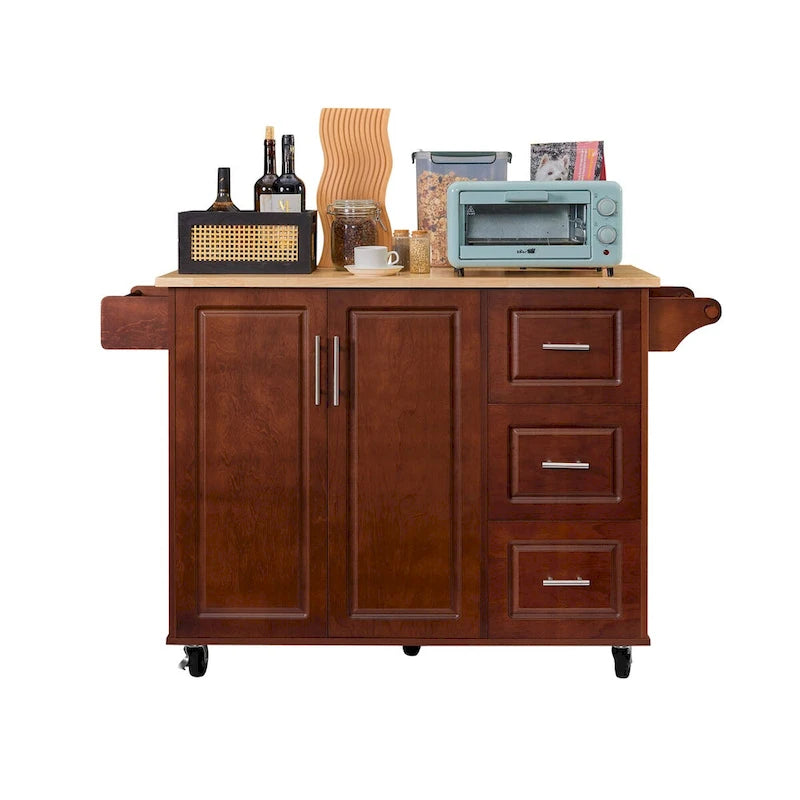 Mobile Kitchen Island Cart With 2 Drawers