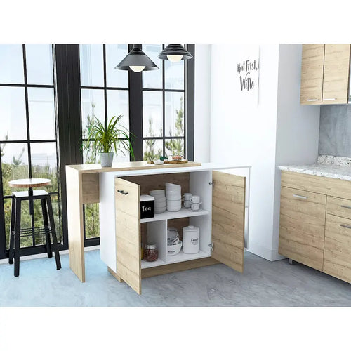 2-Shelf 1-Drawer 3-Division Kitchen Island White