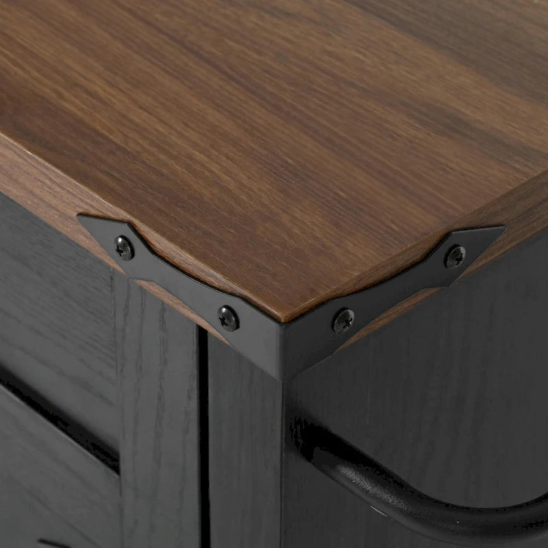 Farmhouse Kitchen Island with Power Outlet, Drop Leaf & Rolling Wheels
