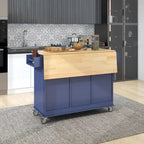 Isola da cucina mobile su ruote con piano ribaltabile e mobile contenitore