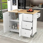 Isola da cucina mobile su ruote con piano ribaltabile e mobile contenitore