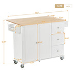 Isola da cucina mobile su ruote con piano ribaltabile e mobile contenitore