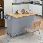 Isola da cucina mobile su ruote con piano ribaltabile e mobile contenitore