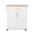 Contemporary Wood Kitchen Cart with Wheels and Storage