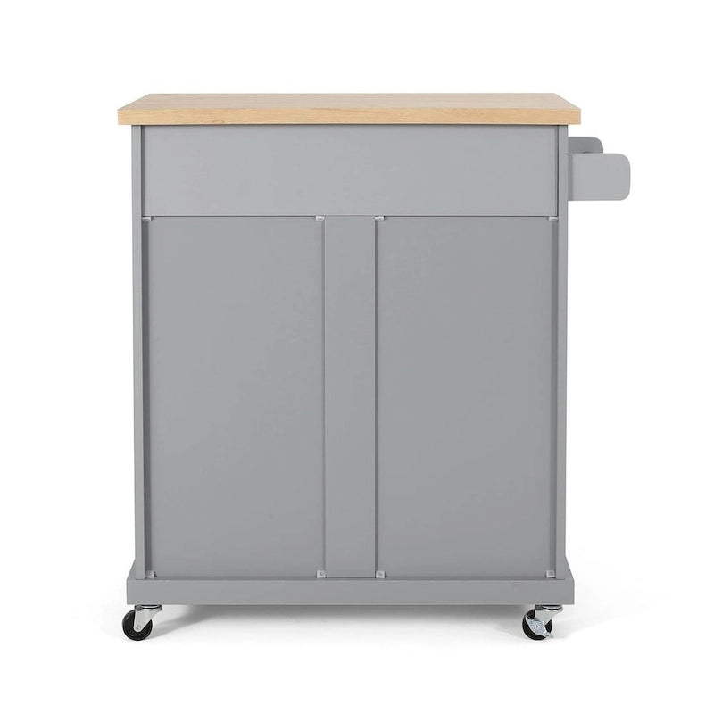 Contemporary Wood Kitchen Cart with Wheels and Storage
